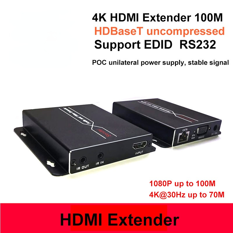 RJ45 CAT6 ̺  100m HDBaseT HDMI ȣȯ ͽٴ IR HDMI 1.4V Ǯ HD 3D,4K Ͱ   4K KVM RS232 POE ͽٴ